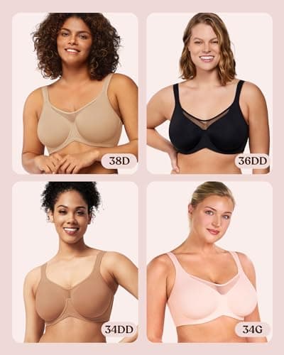 HSIA Minimizer Bras for Women Plus Size, Full Coverage Coolcomfort T Shirt Unlined Bra with Underwire for Heavy Breast view 5