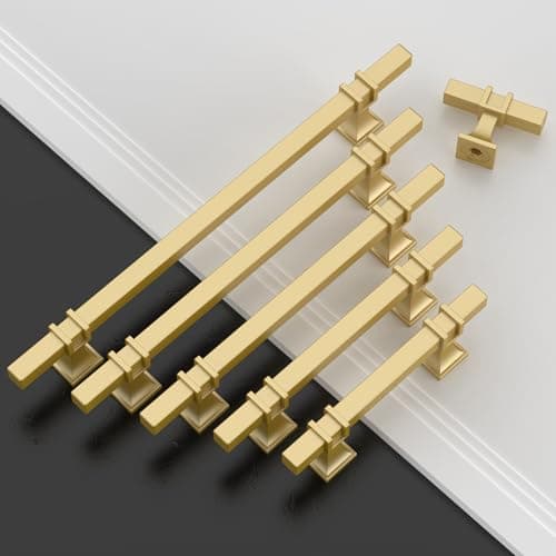Amerdeco 10 Pack Brushed Gold Cabinet Pulls 5 Inch(128mm) Hole Center Drawer Pulls Cabinet Hardware Kitchen Cabinet Handles for Bathroom Dresser Pulls ZH0067 view 4