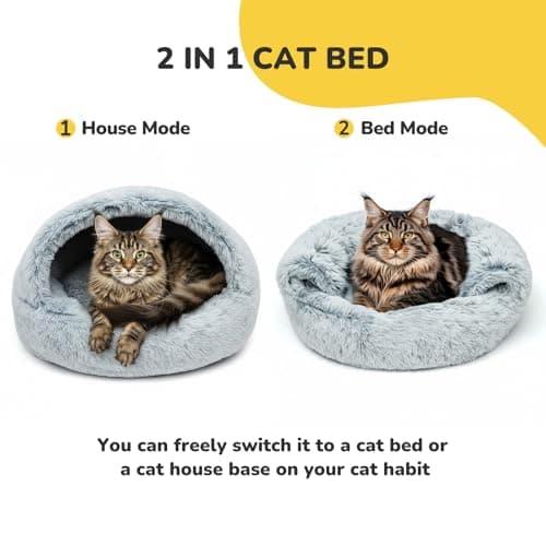 CATISM 31.5" Lx31.5 W Large Cat Beds for Indoor Cats Dogs - Cat Bed Calming Nest, Self Warming Cave, Cozy Pod for Cats or Dogs, Removable Washable Cove with Non-Slip Bottom for Large Cats Dogs view 3