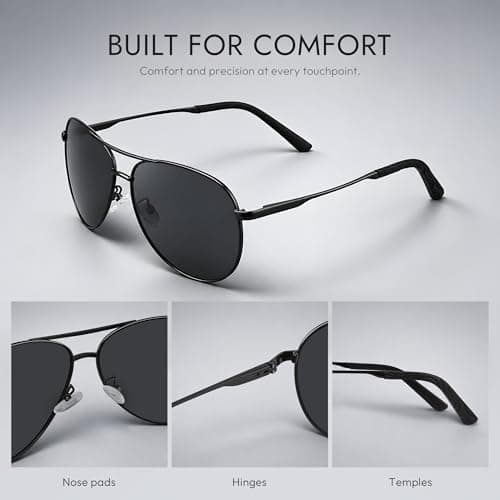 Eiuizah Polarized Aviator Sunglasses for Men Women UV400 Driving Shades view 6