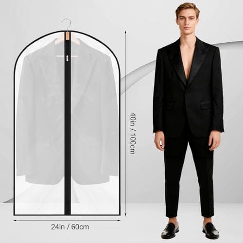 6 Pack Garment Bags 60 * 100cm, 40in PEVA Translucent Garment Covers, Suit Storage Bags, Dress Organizer Bags Used To Protect Shirts, Winter Coats, Jackets view 3