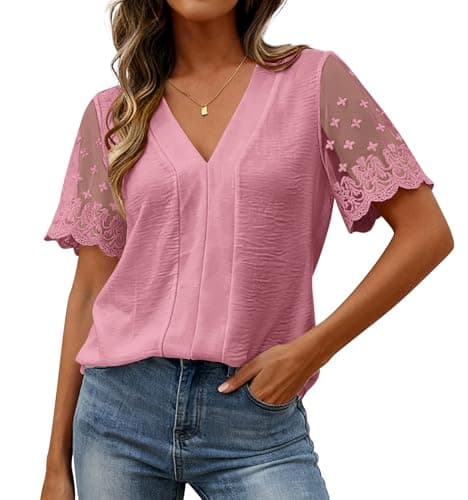 Zenlonr Women Tops Summer 2026 Short Sleeve Shirts Spring Vacation Fashion Dressy Casual Business V Neck Blouses view 1