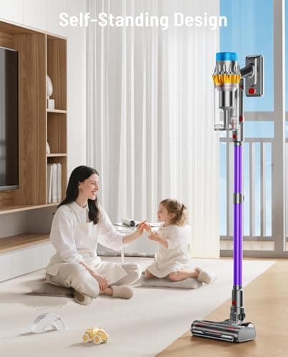 Cordless Vacuum Cleaner, 55KPA 70Min 650W Motor Powerful Vacuum Cleaners for Home, Self-Stand Cordless Stick Vacuum Rechargeable Anti-Tangle/LED Screen/1.8L Cup for Home Pet Hair/Carpet/Hardwood Floor view 3