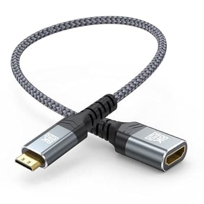 ZeniKon 8K Mini HDMI to HDMI Adapter Male to Female, Mini HDMI Adapter Support 8K@60Hz, 4K@120Hz, 48Gbps, 3D, Dynamic HDR Compatible with Portable Monitor, Tablet, Camera, Laptop, HDTV