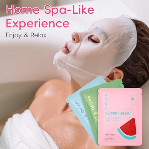 QUIYUM Fruit Skincare Mask Set - Eye + Lip + Face Repair Combo (32 PCS), for Women & Teens, Natural Ingredients with Niacinamide & Hyaluronic Acid, Spa-Like at Home, Moisturize, Soothe, Self-Care Gift view 4