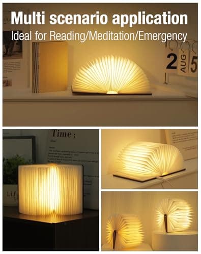 ZBOLE Wooden Book Lamp - Portable Folding LED Book Light for Reading, Unique Gift for Book Lovers, Magnetic Mood Lighting for Home&Library Decor (Maple) view 4