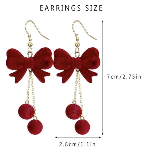 XIUQILAI 14K Gold Plated Heart Earrings for Women, Heart/Flower/Bow/Pearl Earrings Drop Stud Huggie Hoop Earring Hypoallergenic Earrings Christmas Earrings Festival Party Jewelry Gifts for Women view 5