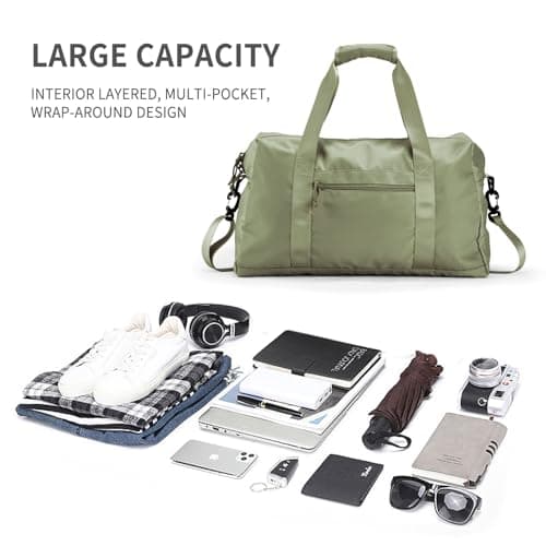 Travel Duffle Bag,Sport Gym Bag for Men And Women with Wet Pocket,Weekender Bag Carry On Tote Bags for Airplane Army Green view 2