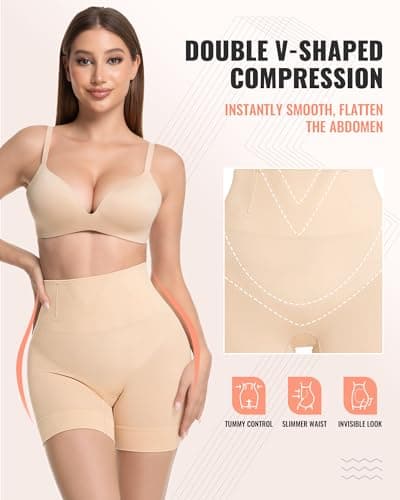 ForeverShaper Tummy Control Shapewear for Women Seamless Girdle Shapewear Shorts Mid Waist Body Shaper Thigh Slimmers view 4