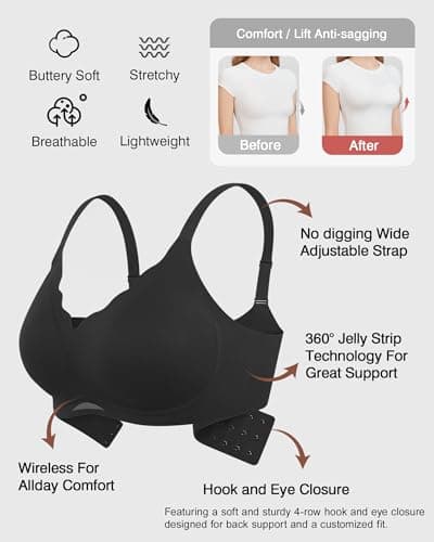 VRVOICE Womens Wireless Bras Sexy V Mesh Push Up No Underwire Bralette Seamless Supportive Tshirt Everyday Bra view 6