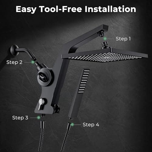 MakeFit Filtered Rain Shower Head with Handheld Combo High Pressure 12'' Rainfall Shower Heads & Hidden Detachable Wand Dual Showerhead Water Softener for Hard Water Easy Filter Replacement view 6