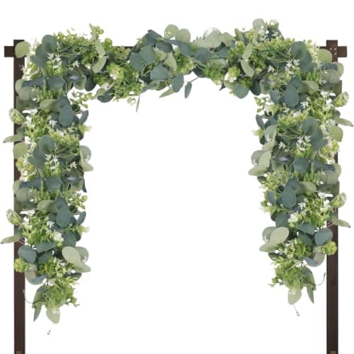 ArtexDomus 2Pcs Eucalyptus Garland 6FT, Artificial Eucalyptus Garland | Faux Eucalyptus Leaves & Green Vines for Wedding Decor, Table Runner, Mantle, Arch, Wall & Home Decorations — image 1