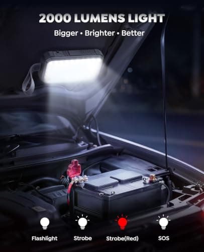 TREKURE Car Battery Jumper Starter Portable 5000A, Portable Car Jump Starter up to 10L Gas or 8L Diesel Engine, Jump Box, Jumper Cables for Car Battery, Magnetic Build, 2000LM Flashlight, Power Bank view 4