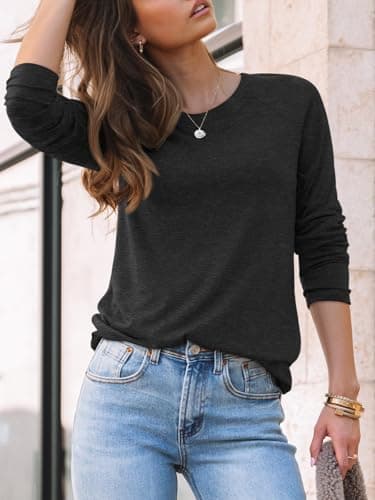 AUTOMET Womens Long Sleeve Crewneck Shirts Fall Tops | Soft Oversized Tunic for Leggings, Comfy Ladies Clothing for Office, Travel & Winter, Relaxed Layering Basic Tee view 2
