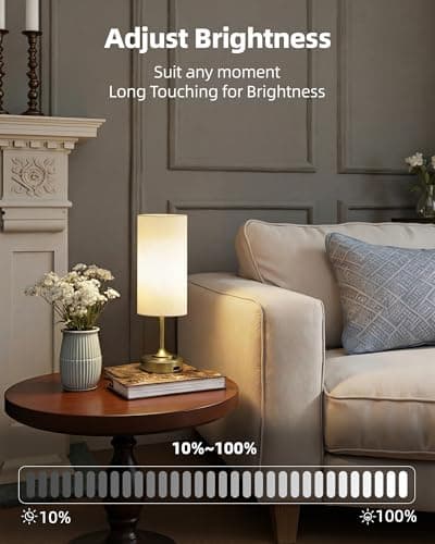 Cordless Lamp, 2-Pack, Dimmable, Ambient Light, 2700K, Timer, Touch Control, Portable, LED, Battery Operated, Rechargeable, Wireless, Desk Lamp, Kitchen Lamp, Fabric Shade, for Bedroom, Living Room view 3