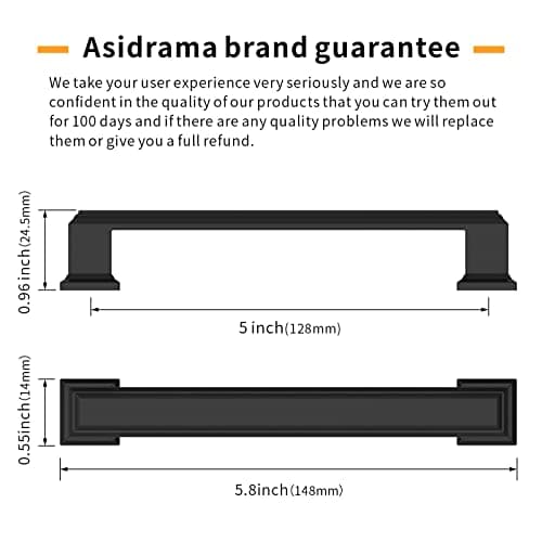 Asidrama 10 Pack 5 Inch(128mm) Matte Black Kitchen Cabinet Handles Cabinet Pulls Kitchen Cabinet Hardware for Cupboard Drawer Pulls view 3