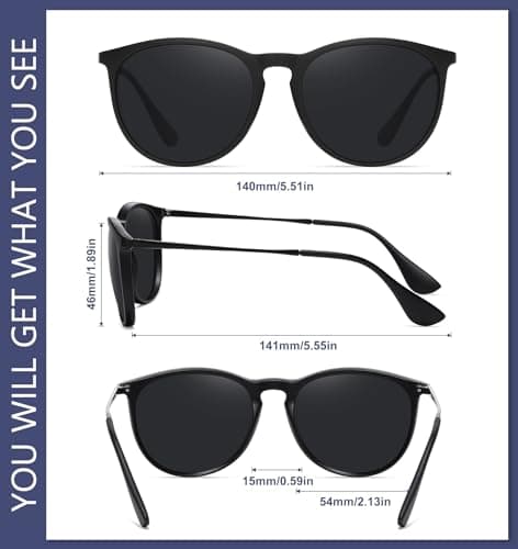 WOWSUN 3 Pack Retro Round Polarized Sunglasses Women Trendy Classic Glasse | UV400 Protection Vintage Fashion Sun Glasses Lightweight Eyewear Set For Trendy, Daily Wear, Driving & Travel, Gift view 5