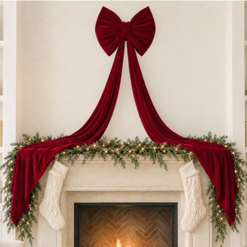 Christmas Decorations- 6FT Extra Large Red Velvet Christmas Tree Topper Bow | Full & Firm Red Velvet Bows Decor for Christmas Tree Front Door Wall Fireplace Festival Wedding Birthday Party view 4