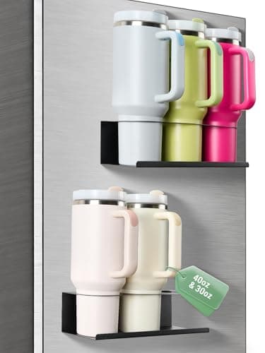 POLRAI 2 Pack Magnetic Stanley Cup Holder for Fridge, Water Bottle Organizer for Tumbler with Double Sided Tape Hold Stanley Cup Accessories for Kitchen Cabinet Wall view 1