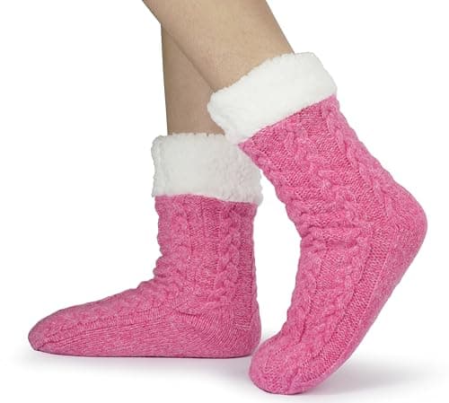 BenSorts Women Winter Thick Slipper Socks with Grippers Non Slip Warm Fuzzy Socks Christmas Gifts view 5