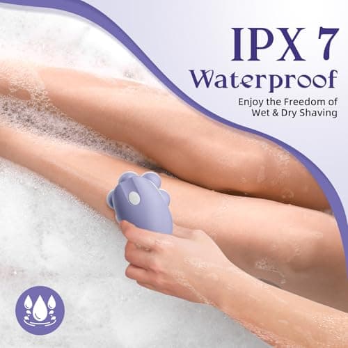 Bartrimber 7D Electric Razors for Women Legs, Smooth Electric Body Shaver | 360° Wide-Area Silky-Smooth Shaver Heads, 5 Min Fast & Close Body Shaving, Waterproof Wet & Dry Use, Light & Travel Cap, Plum view 4