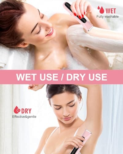 Bikini Trimmer for Women Pubic Hair,Electric Razors with Dual Heads for Body, Rechargeable IPX7 Waterproof Bikini Shaver for Travel,Facial Hair Remover for Leg Arm Face view 3