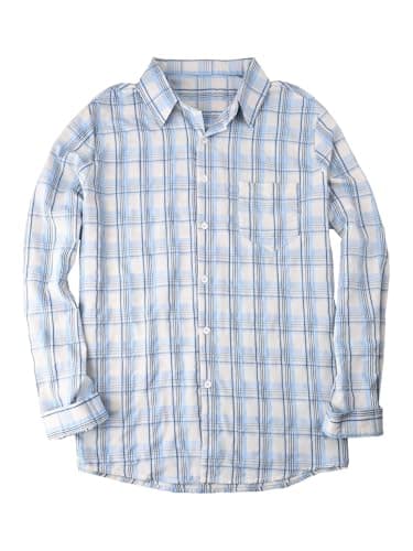 BAYAMO Men's Button-Down Plaid Shirts Casual Long Sleeve Cotton Linen Shirts for Men Fashion Business Shirt view 4