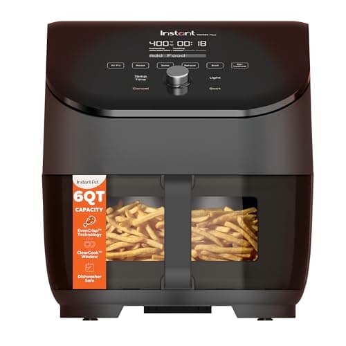 Instant Pot Vortex Plus 6QT ClearCook Air Fryer, Clear Windows, Custom Program Options, 6-in-1 Functions, Crisps, Broils, Roasts, Dehydrates, Bakes, Reheats, from the Makers of Instant Pot, Black view 1