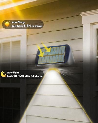 EGOBOO Solar Fence Lights 8 Pack, Backyard Solar Lights Outdoor Waterproof, Dusk to Dawn Auto Lighting Mounted for Outdoor Wall Decor/Deck/Railing/Step/Patio/Pool Porch view 3