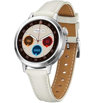 Smart Watch for Women, FANY See the Vibe 1.1'' AMOLED Ultra-clear Display with Aluminum Case & Leather Band, Fitness Tracker with Sleep/Heart Rate/SpO2/ Breathing/Step Monitor, 110+ Exercise Modes