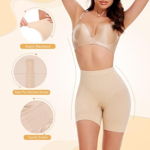 ForeverShaper Shapewear for Women Tummy Control High Waist Body Shaper Thigh Slimmer Butt Lifter Shapewear Shorts Under Dress view 3