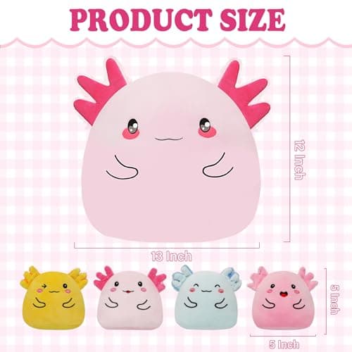 Axolotl Plush with 4 Babies Inside - 13 Inch Mommy Axolotl Plush Interactive 4 Colorful Baby in Tummy 5-Piece Cute Big Axolotls Adopt Toy Plushies for Girls Boys 0-8 Kids Birthday Baby ShowerGift view 5