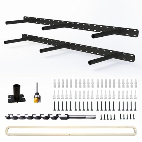 2Pcs Heavy Duty Floating Shelf Bracket, Invisible Hidden Floating Shelf Hardware, Wall Mounting Brackets for Shelves（34" x 8" x 1.5" with Tools & Jig） view 1