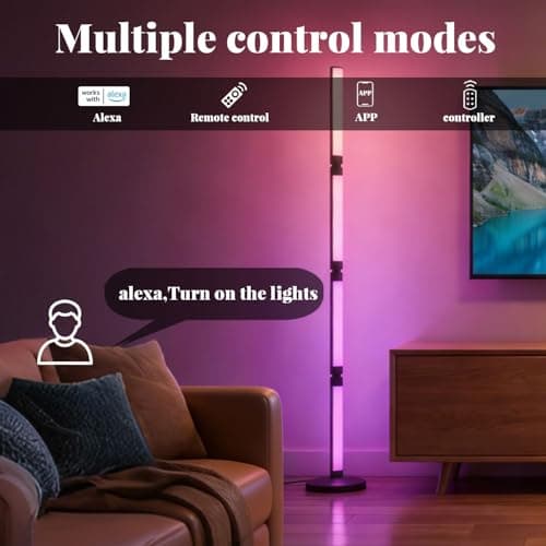 WUTGHUI LED RGB Corner Floor Lamp Foldable Floor Light 2200K-6500K Tunable White with 16 Million Custom Colors Remote/App,Timer Setting (RGB Foldable Floor Lamp with Alexa Voice Control) view 2