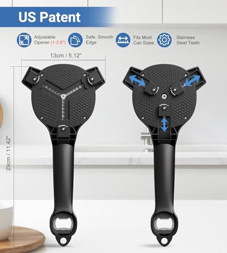 Electric Jar Opener for Seniors with Power-Clamp Technology, 2-in-1 Patent Automatic Jar & Bottle Opener Rechargeable 800mAh Hands-Free Opener with Bonus Anti-Slip Gripper Pad for Beer, Dressing, Jar view 2