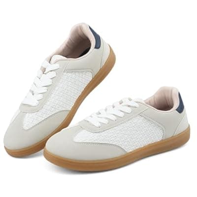 JENN ARDOR Lightweight Sneakers for Women Fashion Lace-Up Tennis Shoes Casual Comfortable Non-Slip Work Walking Everyday Shoes