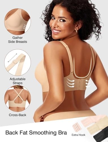 Deep V Wireless Jelly Bras for Women Push Up Bralette Seamless No Underwire Support T-Shirt Comfort Plunge Full Coverage view 3