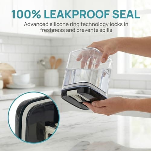 OMIO Airtight Kitchen Storage Containers (6-Pack) - Easy-Grip Pull Tab Lids, BPA-Free Plastic Canisters for Pantry, Countertop, Fridge – Organize Cereal, Grains, Flour, Sugar, Snacks & Candy view 4