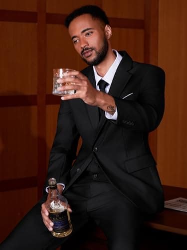 MAGE MALE Mens Two Button 3-Piece Suits Slim Fit Tuxedo Set with Blazer Jacket Vest & Pants for Wedding Prom Business view 4