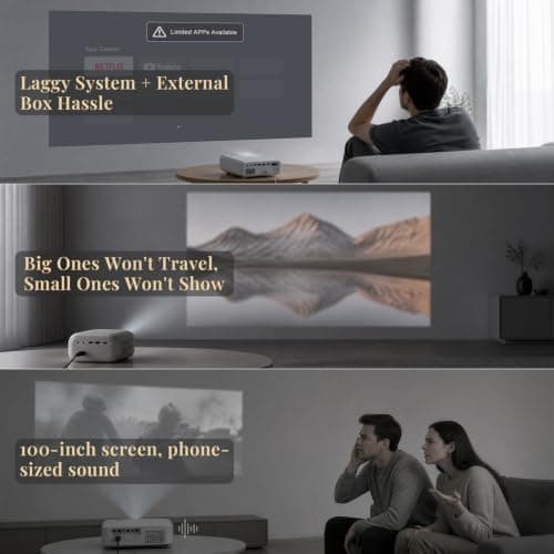[Official Google TV & 5000 ANSI & Now with Netflix] 4K Smart Projector with WiFi and Bluetooth, XuanPad Black Portable Outdoor Movie Projector, Dolby Audio, TOF Auto Focus & Keystone, Extension Tubes view 2