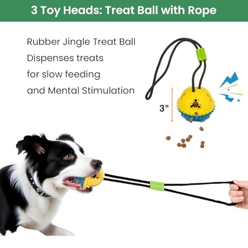 GDuolaPaws Interactive Dog Bungee Tug Toy, 4 Pieces Hanging Spring Pole for Puppy/Small/Medium Dogs, Outdoor Tether Rope for Yard Tree, Indoor Door Pull Toy for Self Play and Solo Exercise view 6