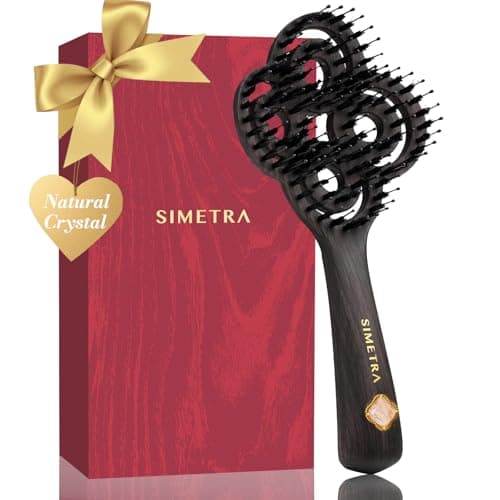 Simetra Detangler Hair Brush for Women and Men, Holiday Present - Original Detangling Brush for Curly Hair/Wet & Dry Hair, Natural Boar Bristles Hairbrush - Natural Crystal Inlay & 14K Gold Plating — image 1