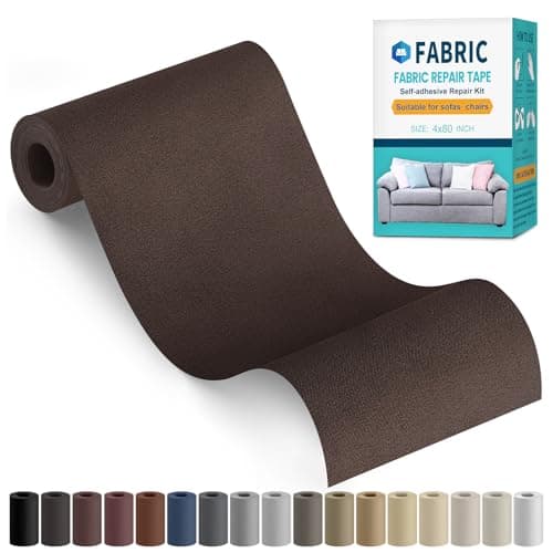 Sgooyir Fabric Repair Tape, Self-Adhesive Couch Patch Repair Fabric Patches for Furniture, Couch Repairing Kit Tape for Upholstery, Carpets, Chairs, Sofas, Pillows Suede 4x79 Inch Dark Brown — image 1
