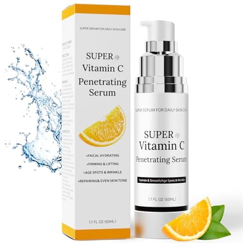 Vitamin C Serum for Face, Super Vitamin C Serum for Women Over 70, All-In-One Hydrating, with Hyaluronic Acid Vitamin E Smooths Fine Lines for Neck Face, 50ML, 1 Pack