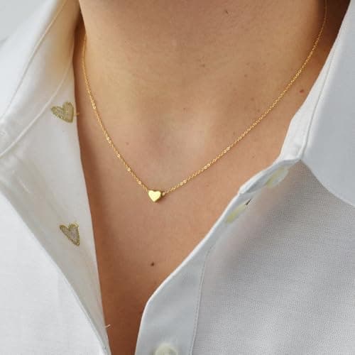 BAYLAY Mothers Day Gifts for Mom Grandma Wife, Heart Necklace for Women Girls 18K Gold/White Plated Heart Pendant Charm Necklace Dainty Gold Necklace for Women Gold Jewelry view 5