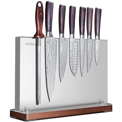 DAJOUJS 8-Pieces Kitchen Knife Set - High Carbon Stainless Steel Magnetic Knife Block Set with Sharpener Sharp Knives Set for Cooking with Ergonomic Handle — image 1