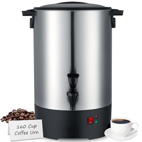 Large Commercial Coffee Urn 160 Cup Percolate Coffee Maker Stainless Steel Hot Beverage Dispenser with Cool-Touch Handles, Quick Brewing for Catering, Business, Church, Restaurant, Wedding, Gathering — image 1