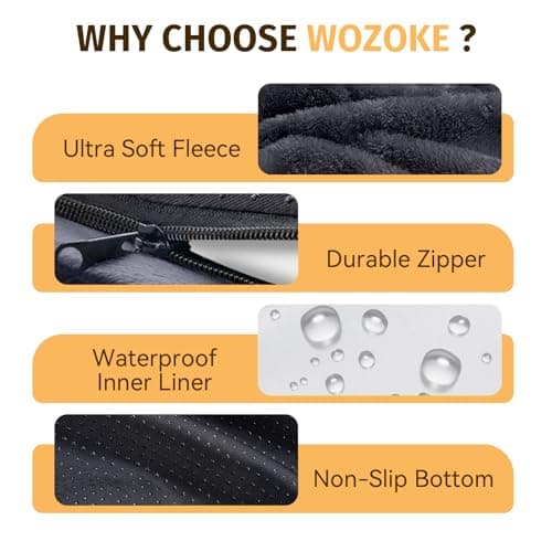 WOZOKE Orthopedic Dog Bed for Large Dogs, Waterproof Dog Bed for Large Size Dogs with Bolsters, Egg Crate Foam Sofa Bed with Washable Removable Cover & Non-Slip Bottom, Dark Grey view 6