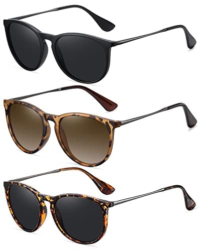 WOWSUN 3 Pack Retro Round Polarized Sunglasses Women Trendy Classic Glasse | UV400 Protection Vintage Fashion Sun Glasses Lightweight Eyewear Set For Trendy, Daily Wear, Driving & Travel, Gift — image 1