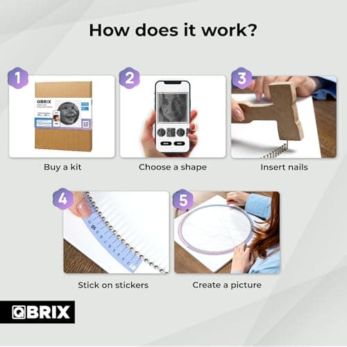 QBRIX Custom String Art Kit | DIY Craft Kit for Adults for Handmade Home Décor Creation | All-in-One Photo String Art Maker | Round or Square Portrait view 4